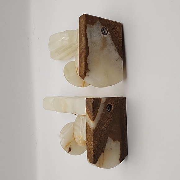 Vintage Hand Carved Alabaster Onyx Cactus & Men in Sombreros Bookends - Picture 6 of 10